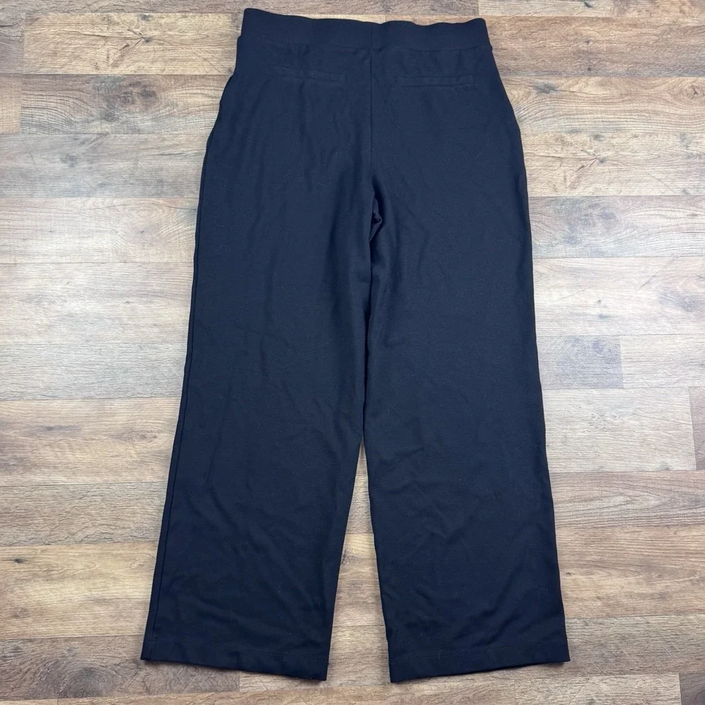 Quince Women's Black Stretch Wide-Leg Crop Pants sz Large